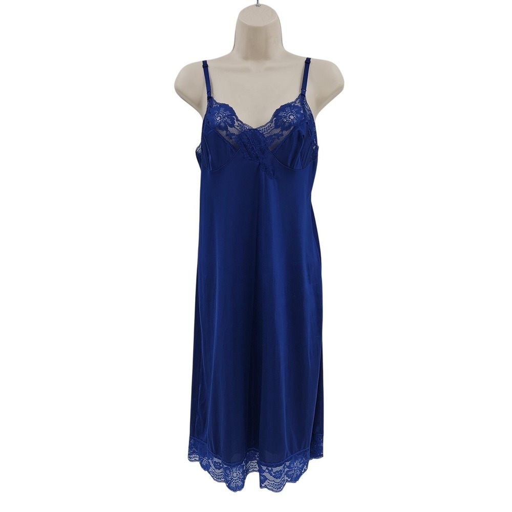 VTG‎ Kayser Gown Womens 34 S Lace Satin Slip Dress Made USA 80s Lingerie sleep